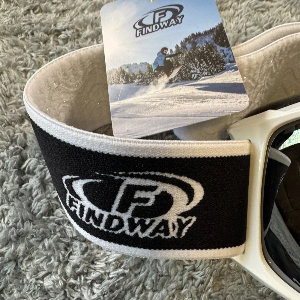 Findway OTG Snow Goggles One Size White Silver Mirror Anti-Fog Lens